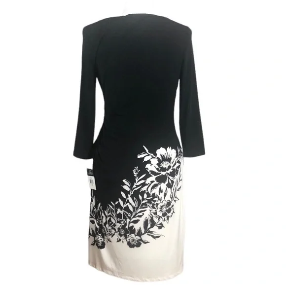 Women’s Lauren Ralph Lauren Black Cocktail Dress White Border Print. - Picture 5 of 7